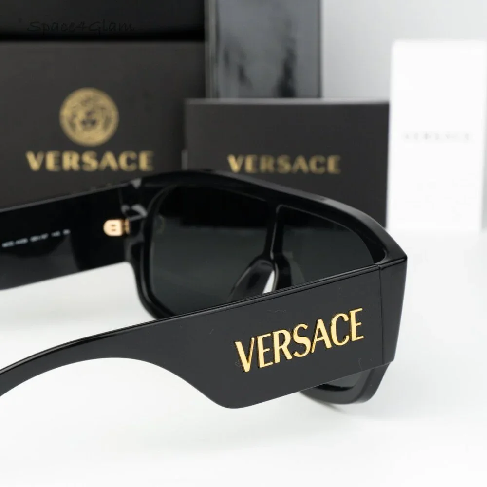 Versace Men Sunglasses Black Dark Grey Pilot VE4439 GB1/87 NEW AUTHENTIC